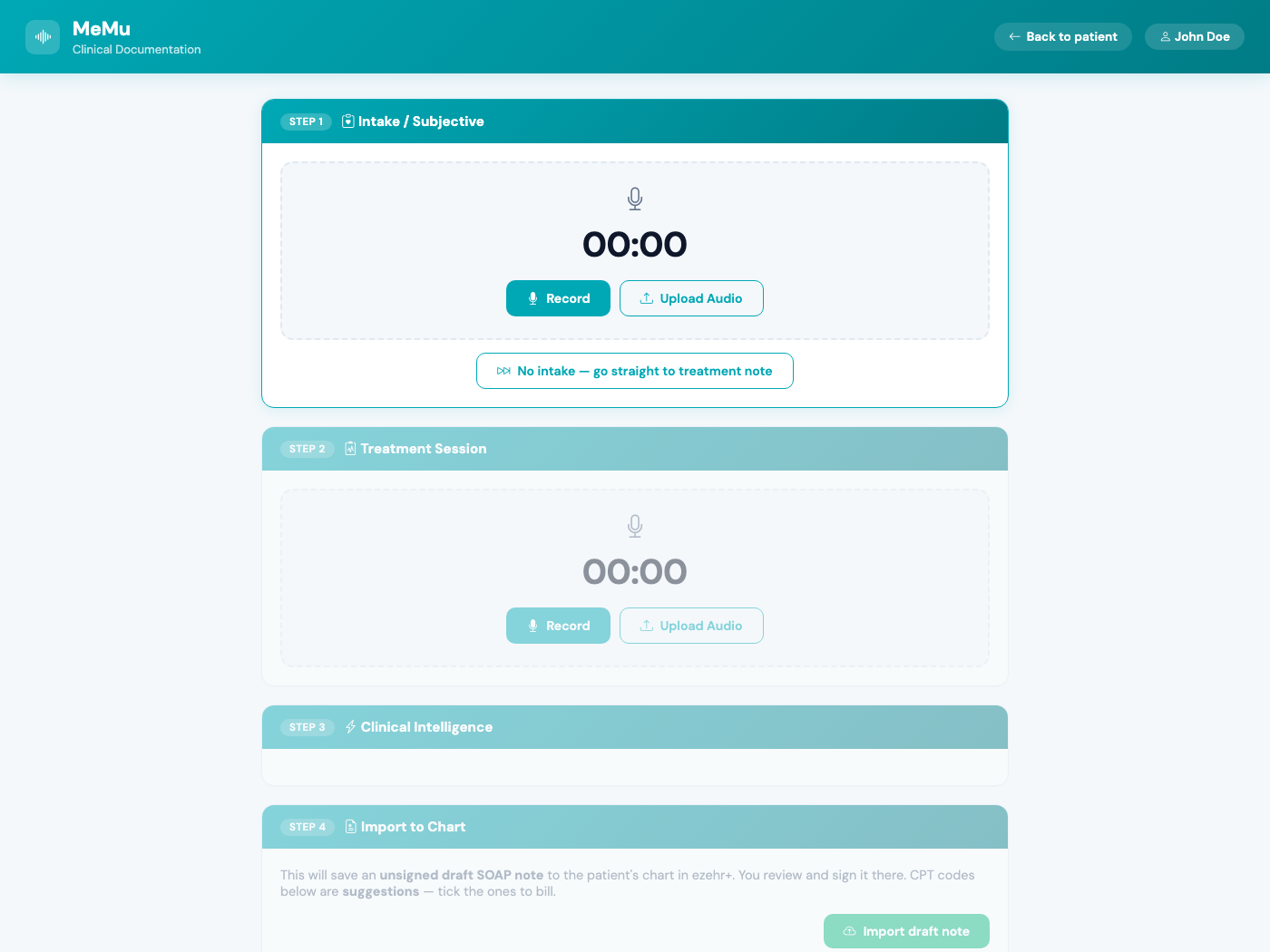 The MeMu clinical documentation workspace