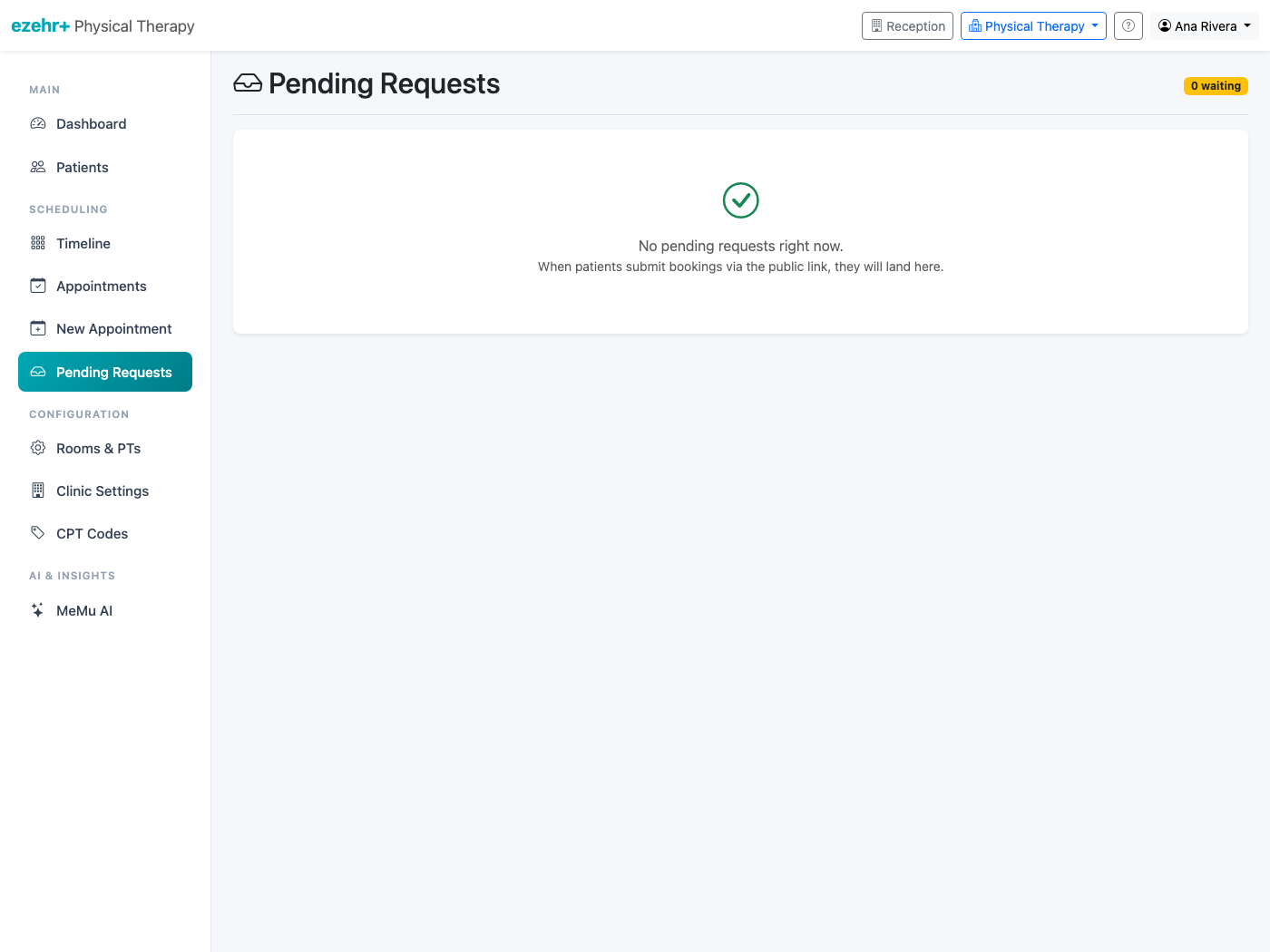 Pending requests — public bookings await approval