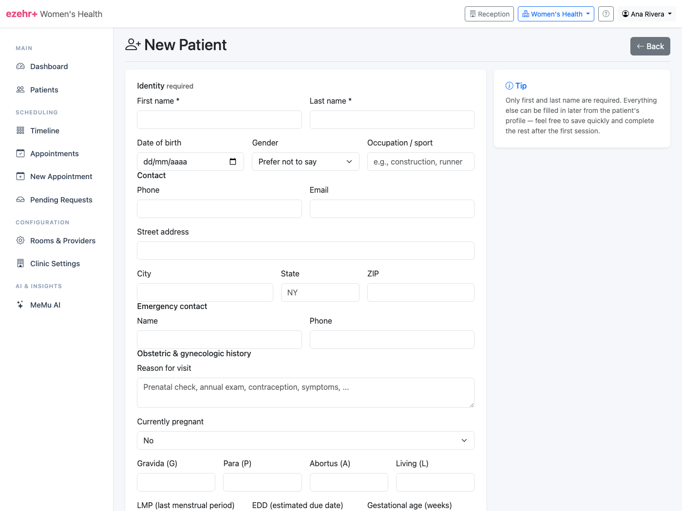 Women's Health in ezehr+