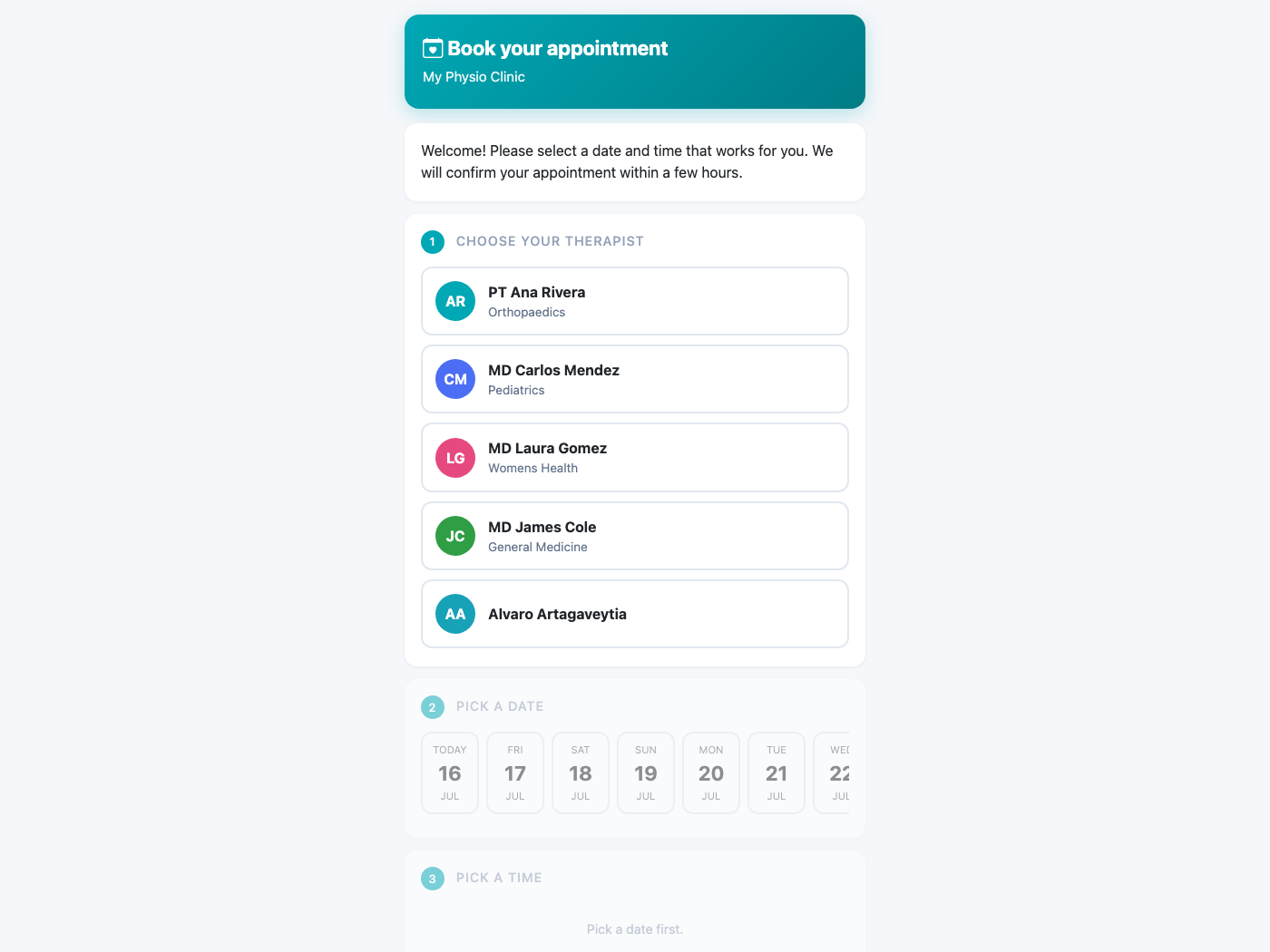 The public booking widget